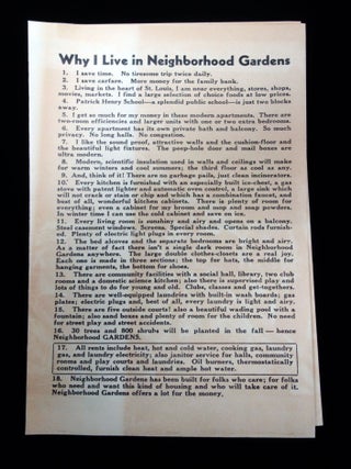 Why I Live in the Neighborhood Gardens, A Flyer for Apartments