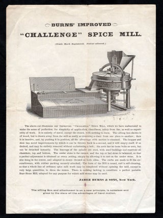 Item #29001669 Burn's Improved "Challenged" Spice Mill Illustrated Broadside or Broadsheet