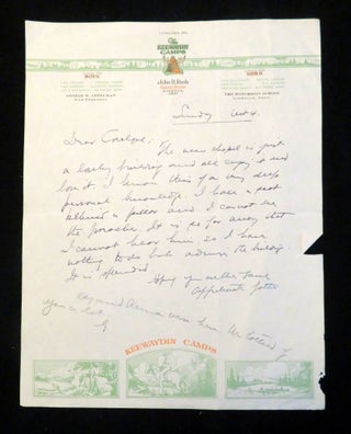 A Collection of Seven Letters on Keewaydin Camp Letterheads from a Father to his Son, during his Freshman Year at Harvard University