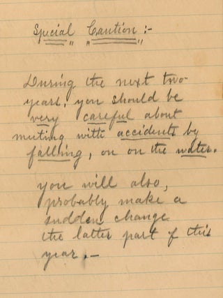 Manuscript Horoscope erected for Mr. William Hill, Born Monday, Nov. 26th 10:45 pm, 1877, Moosup, CT