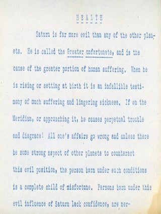 The Horoscope Prepared for George A. Coffman, Ft. Worth TX