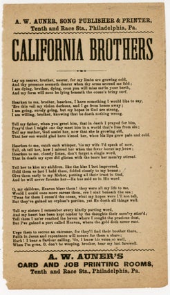 Item #29001953 California Brothers song sheet. Catharine written approx. 1824 Harris