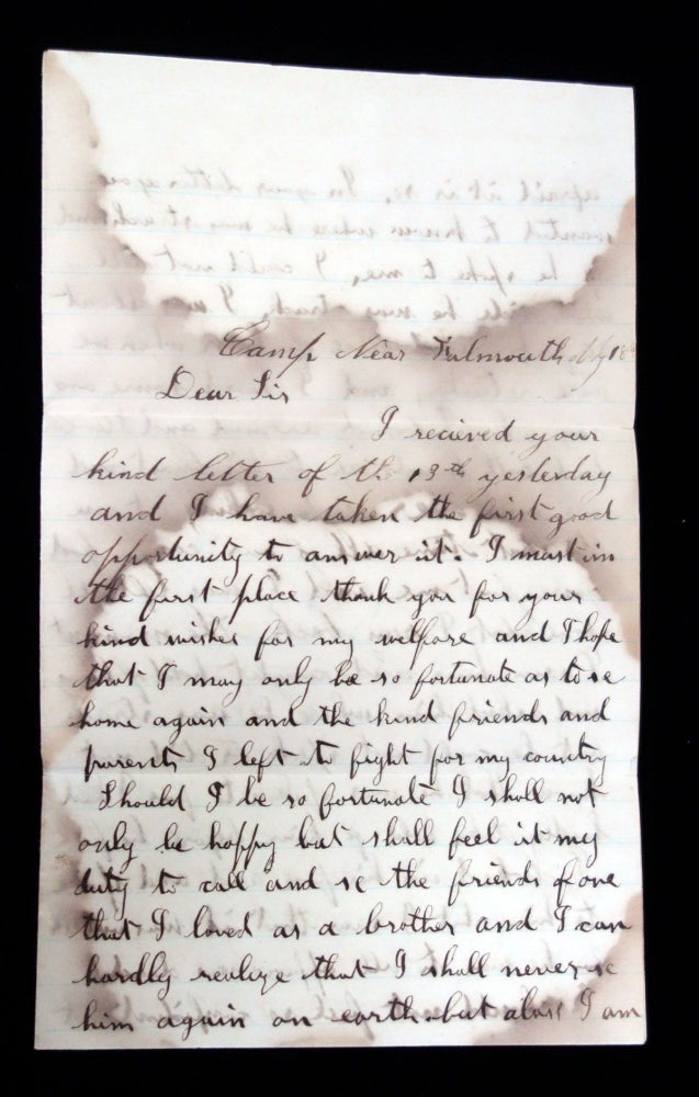 Item #29005500 Civil War Letter From George E. Haines Regarding the Death of his Friend on the Battlefield. George E. Haines.