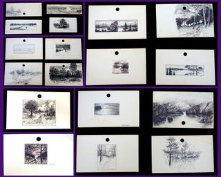 Item #29007103 A Collection of 23 miniature pen and ink landscapes created by one woman -...