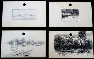 A Collection of 23 miniature pen and ink landscapes created by one woman - elements of nature