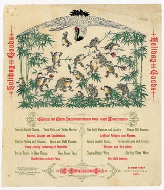 Item #29017669 Color Japonesque Advertising Broadside - Heron & Toads Holiday Goods
