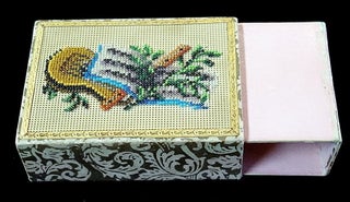 Item #29020764 Decorative Beadwork on Victorian Playing Card Holder - Flute, Lyre, Music Book
