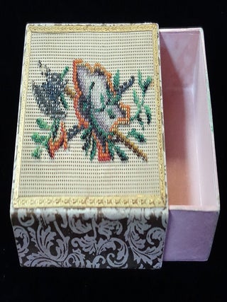 Item #29020765 Decorative Beadwork on Victorian Playing Card Holder - Sword, Axe and Shield
