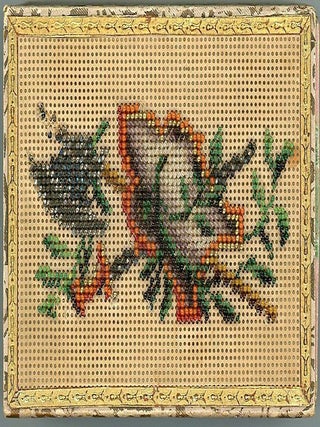 Decorative Beadwork on Victorian Playing Card Holder - Sword, Axe and Shield