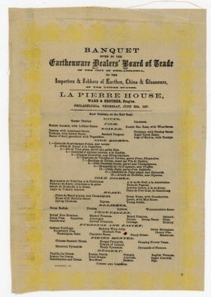 Item #29022856 Silk Menu - Banquet given by the Earthenware Dealers' Board of Trade of the City...
