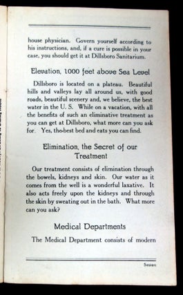 The Dillsboro Sanitarium Advertising Booklet