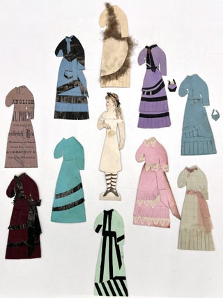 Item #32004109 5" Handmade c.1870 Paper Doll with Decorated Paper, Lace Paper, Feather Trim