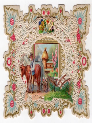 Item #42000522 12mo Valentine with Printed Verse, Lace Paper, Victorian Scrap
