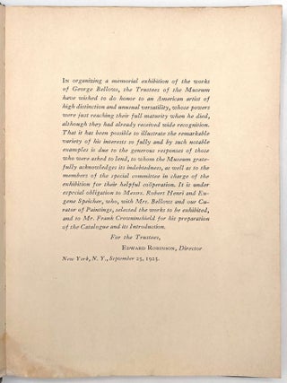 Catalog, George Bellows Memorial Exhibition, 1925