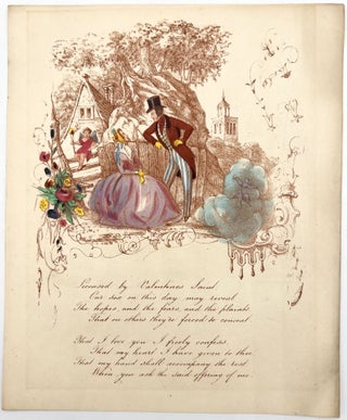 Item #50218223 Lithographed Valentine of Handsome Couple with Hand Coloring