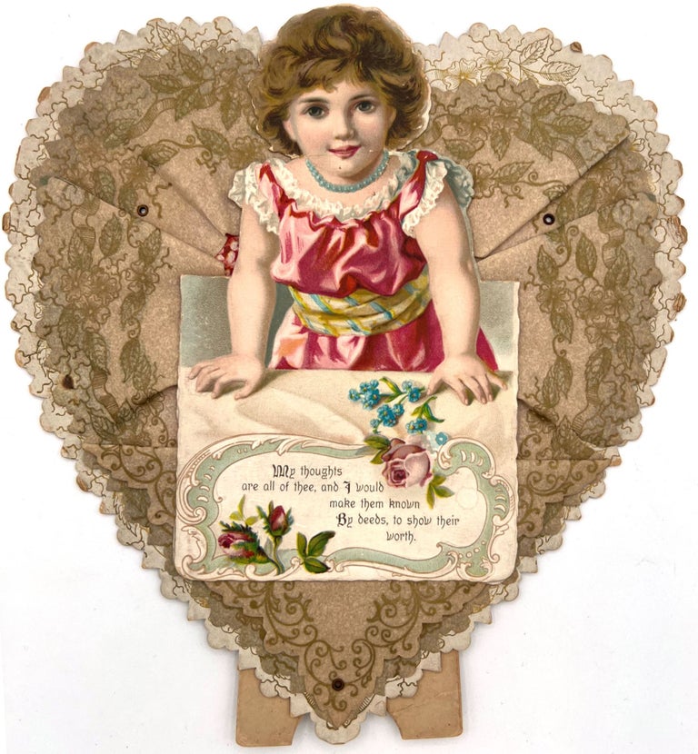 Item #55746 Art Nouveau Style - Young Girl Holding Big Valentine Card