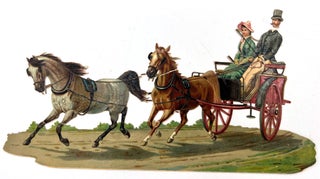 Item #55773 Lg. Victorian Scrap - Country Gentlemen and Girl taking A Carriage Ride on Sunday