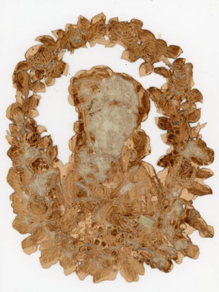 10" Embossed Die-cut Victorian Scrap Snow Angel in Rose and Winterberry Wreath - Mica Enhanced