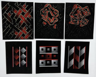 Item #6026 Antonio Ratti Gouache Silk Textile Design No. 5 - Set of 3
