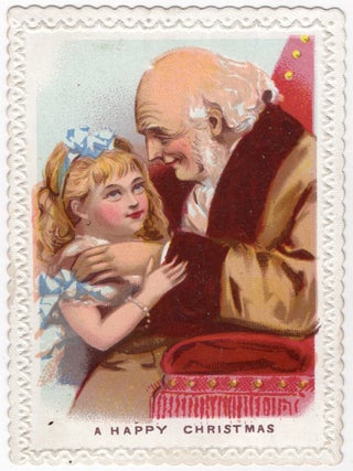 Item #7043016 "A Happy Christmas" -- 16mo Christmas Card Depicting Grandfather and Granddaughter