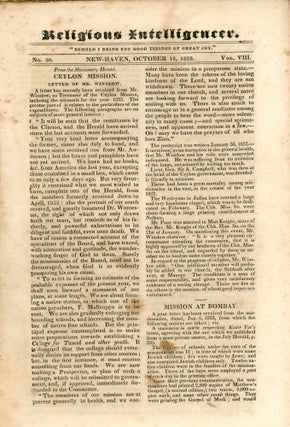 Hand bound Grouping of Religious Intelligencer, Vol. VII, No. 18 - 20; with Newspaper Make-Do Cover