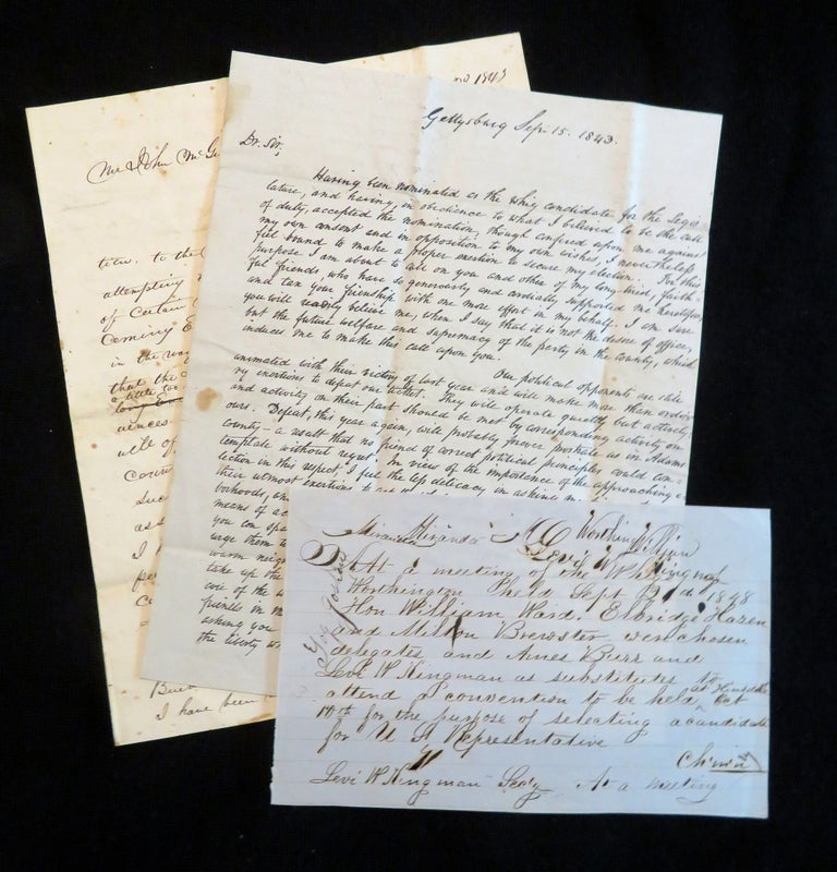 Item #8014639 A Trio of Correspondence Relating to Whig Politics in Pennsylvania. Col. John Henry McClellan, James Cooper.