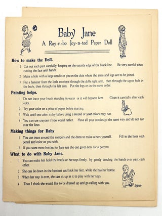 Baby Jane, A Jointed Paper Doll That Stands, Sits, Goes to Bed & Holds a Bottle. 1927 by Gertrude Breed. A Ray-n-bo Joy-n-ted Doll