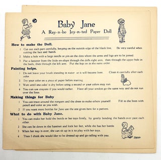 Baby Jane, A Jointed Paper Doll That Stands, Sits, Goes to Bed & Holds a Bottle. 1927 by Gertrude Breed. A Ray-n-bo Joy-n-ted Doll